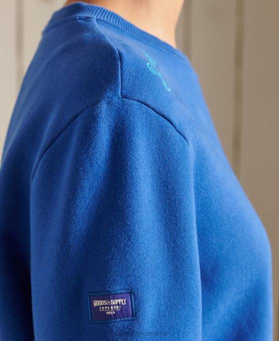 Superdry hanorac oversize boho și rock crew îmbrăcăminte albastru deschis femei JX0Z6167