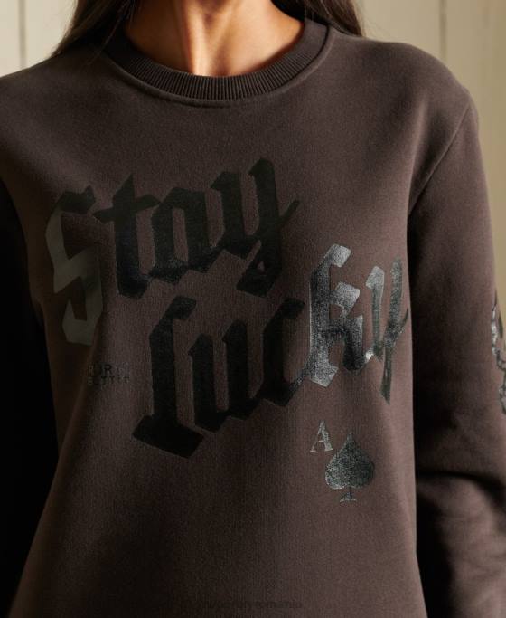 Superdry hanorac oversize boho și rock crew îmbrăcăminte maro femei JX0Z6050