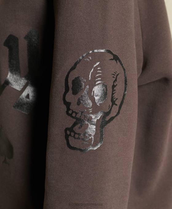 Superdry hanorac oversize boho și rock crew îmbrăcăminte maro femei JX0Z6050