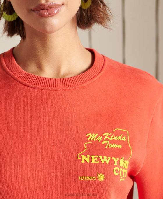 Superdry hanorac oversize boho și rock crew îmbrăcăminte roșu femei JX0Z6137