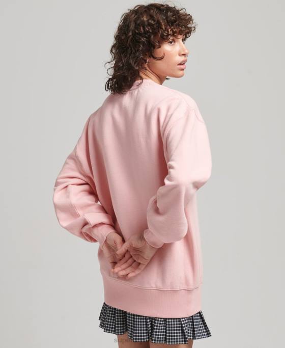Superdry hanorac oversize pentru echipaj brodat heritage îmbrăcăminte roz femei JX0Z5808