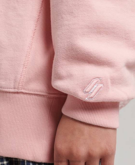 Superdry hanorac oversize pentru echipaj brodat heritage îmbrăcăminte roz femei JX0Z5808
