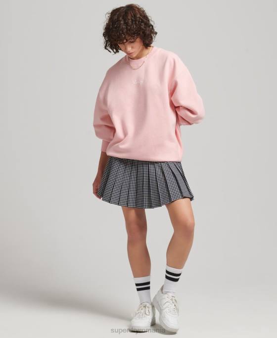 Superdry hanorac oversize pentru echipaj brodat heritage îmbrăcăminte roz femei JX0Z5808