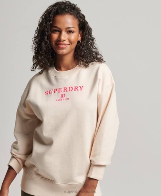Superdry hanorac oversize pentru echipaj heraldic îmbrăcăminte cremă femei JX0Z3369