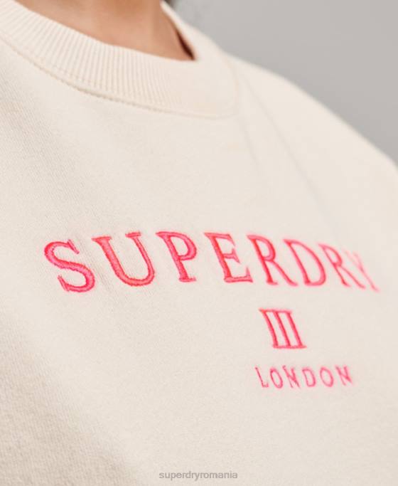 Superdry hanorac oversize pentru echipaj heraldic îmbrăcăminte cremă femei JX0Z3369