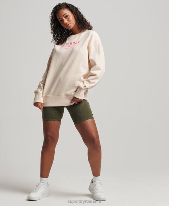 Superdry hanorac oversize pentru echipaj heraldic îmbrăcăminte cremă femei JX0Z3369