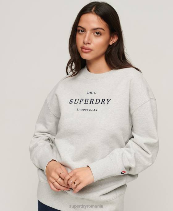 Superdry hanorac oversize pentru echipaj heraldic îmbrăcăminte gri femei JX0Z3288