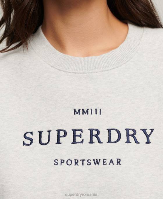 Superdry hanorac oversize pentru echipaj heraldic îmbrăcăminte gri femei JX0Z3288