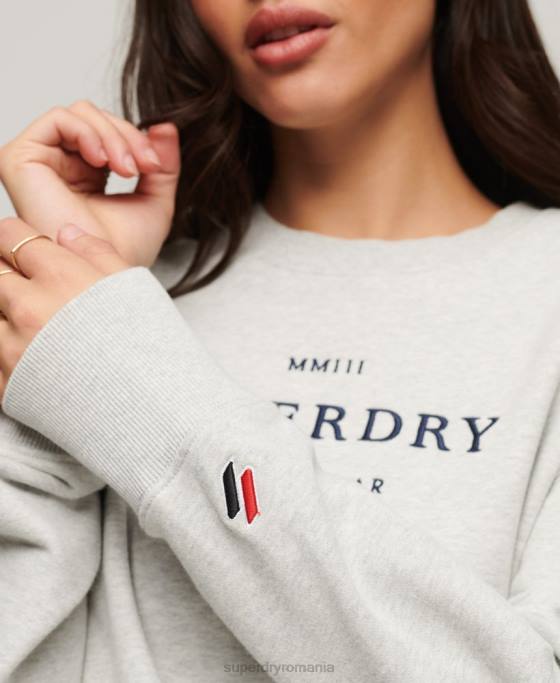 Superdry hanorac oversize pentru echipaj heraldic îmbrăcăminte gri femei JX0Z3288