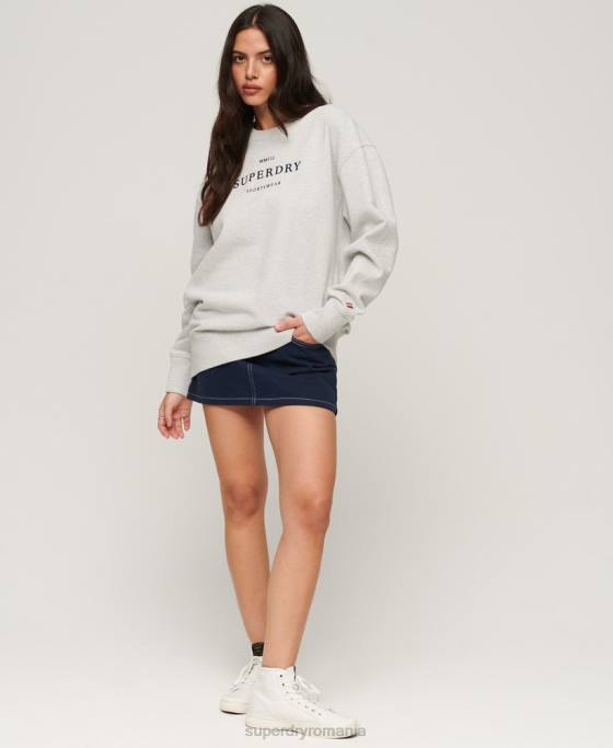Superdry hanorac oversize pentru echipaj heraldic îmbrăcăminte gri femei JX0Z3288