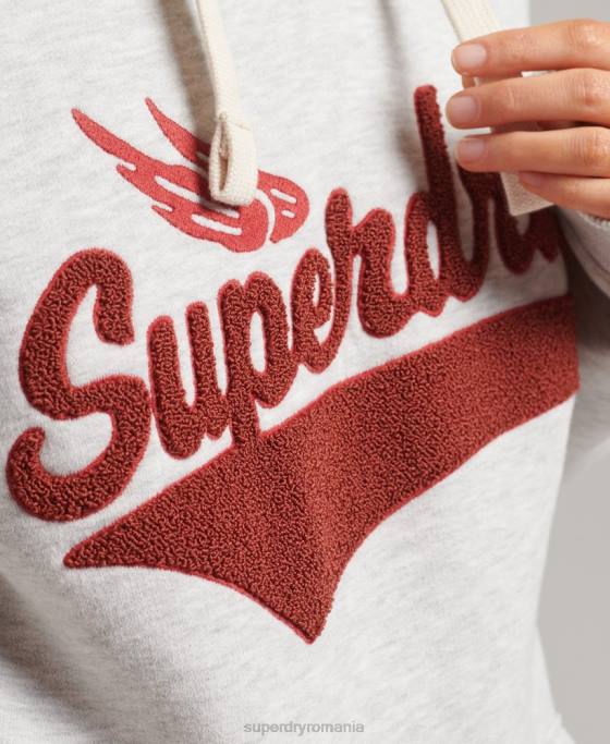 Superdry hanorac pentru colegiu în stil scenariu îmbrăcăminte gri deschis femei JX0Z3443
