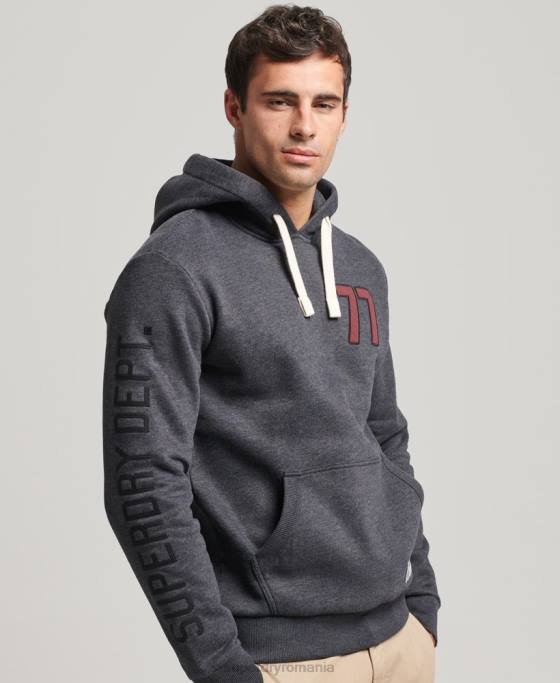 Superdry hanorac pentru colegiu în stil script vintage îmbrăcăminte gri inchis bărbați JX0Z5200