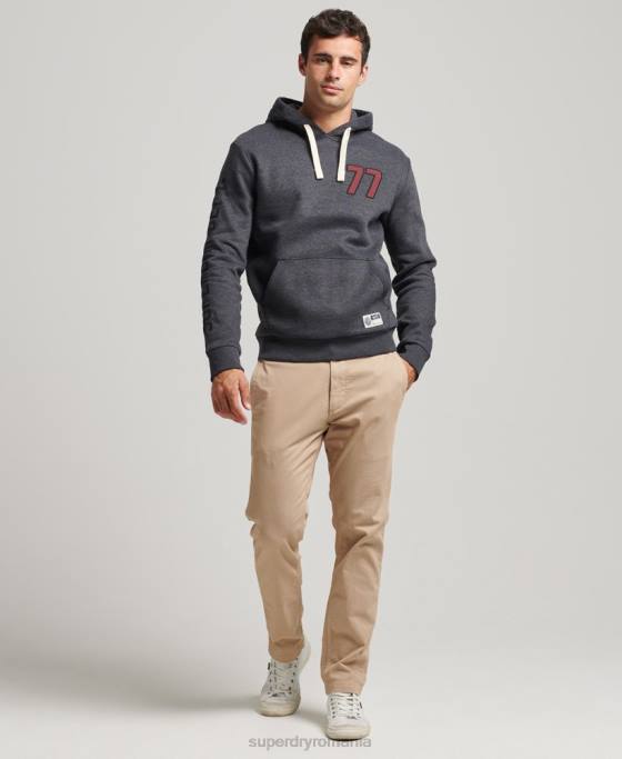 Superdry hanorac pentru colegiu în stil script vintage îmbrăcăminte gri inchis bărbați JX0Z5200