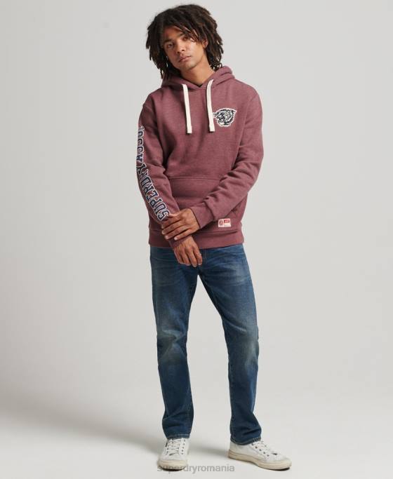 Superdry hanorac pentru colegiu în stil script vintage îmbrăcăminte roșu bărbați JX0Z5167