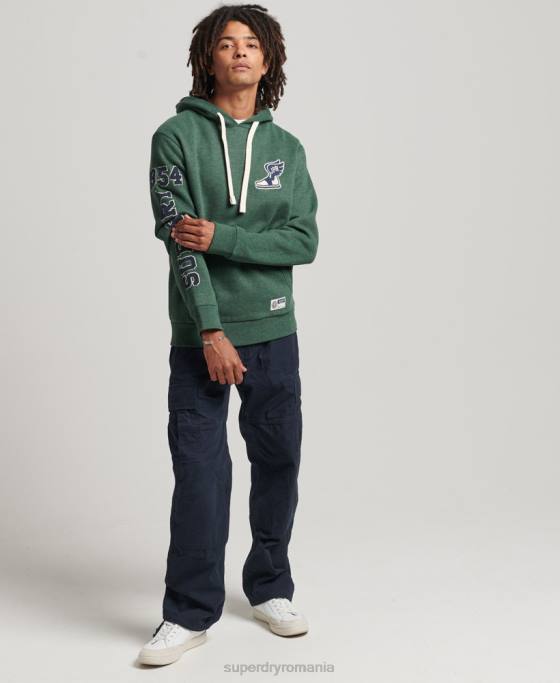Superdry hanorac pentru colegiu în stil script vintage îmbrăcăminte verde bărbați JX0Z5164