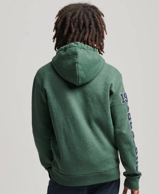 Superdry hanorac pentru colegiu în stil script vintage îmbrăcăminte verde bărbați JX0Z5164
