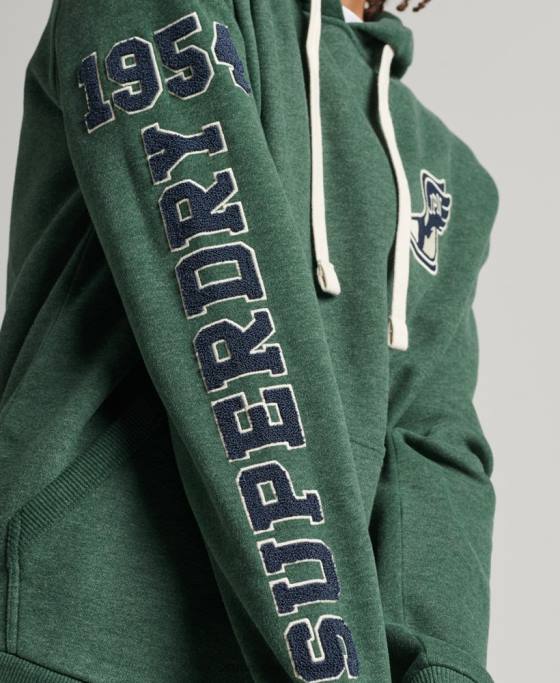 Superdry hanorac pentru colegiu în stil script vintage îmbrăcăminte verde bărbați JX0Z5164