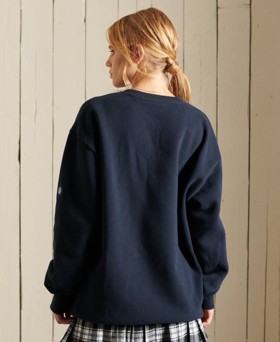 Superdry hanorac pentru echipaj colegial îmbrăcăminte marina femei JX0Z5998