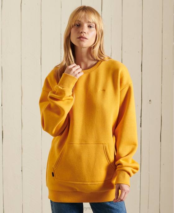 Superdry hanorac pentru echipaj cu buzunar brodat cu logo vintage îmbrăcăminte galben femei JX0Z5969