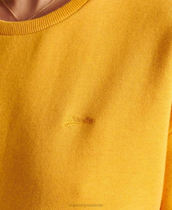Superdry hanorac pentru echipaj cu buzunar brodat cu logo vintage îmbrăcăminte galben femei JX0Z5969