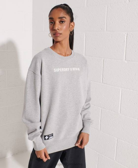 Superdry hanorac pentru echipaj cu logo cooperate îmbrăcăminte gri femei JX0Z5813