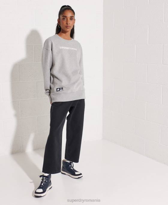 Superdry hanorac pentru echipaj cu logo cooperate îmbrăcăminte gri femei JX0Z5813