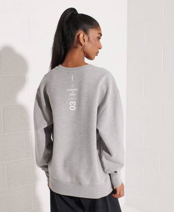 Superdry hanorac pentru echipaj cu logo cooperate îmbrăcăminte gri femei JX0Z5813