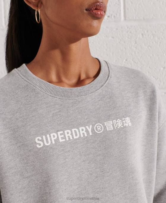 Superdry hanorac pentru echipaj cu logo cooperate îmbrăcăminte gri femei JX0Z5813