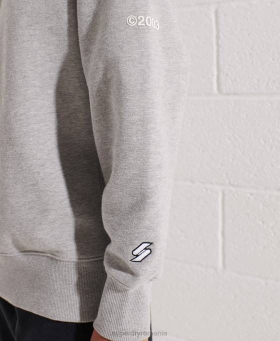 Superdry hanorac pentru echipaj cu logo cooperate îmbrăcăminte gri femei JX0Z5813