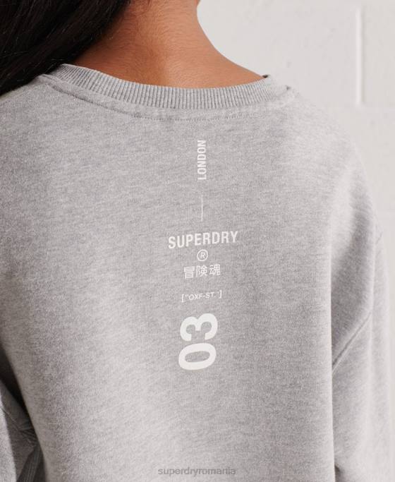 Superdry hanorac pentru echipaj cu logo cooperate îmbrăcăminte gri femei JX0Z5813