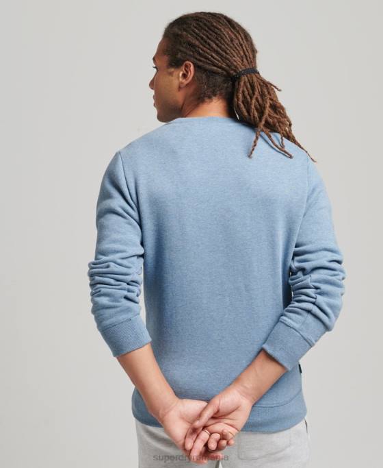 Superdry hanorac pentru echipaj cu logo esențial din bumbac organic îmbrăcăminte albastru deschis bărbați JX0Z603