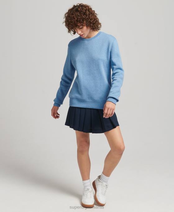 Superdry hanorac pentru echipaj cu logo esențial din bumbac organic îmbrăcăminte albastru femei JX0Z5828