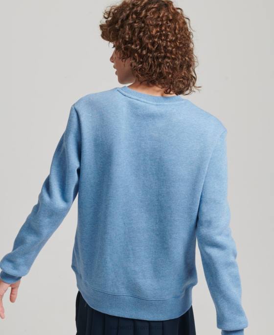 Superdry hanorac pentru echipaj cu logo esențial din bumbac organic îmbrăcăminte albastru femei JX0Z5828