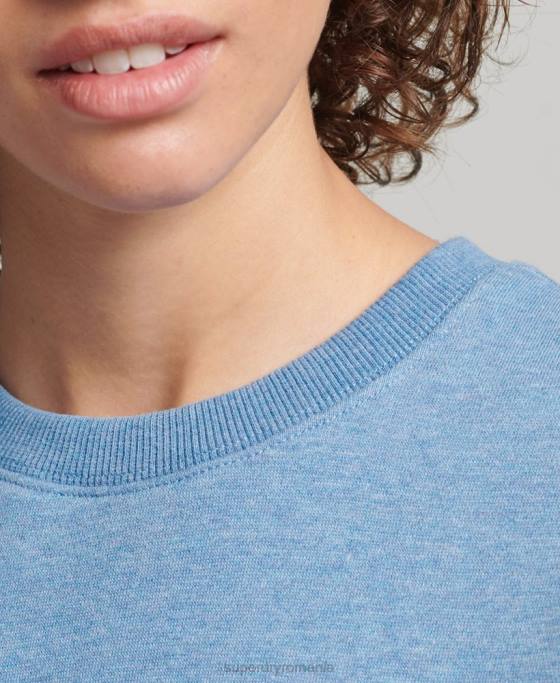 Superdry hanorac pentru echipaj cu logo esențial din bumbac organic îmbrăcăminte albastru femei JX0Z5828