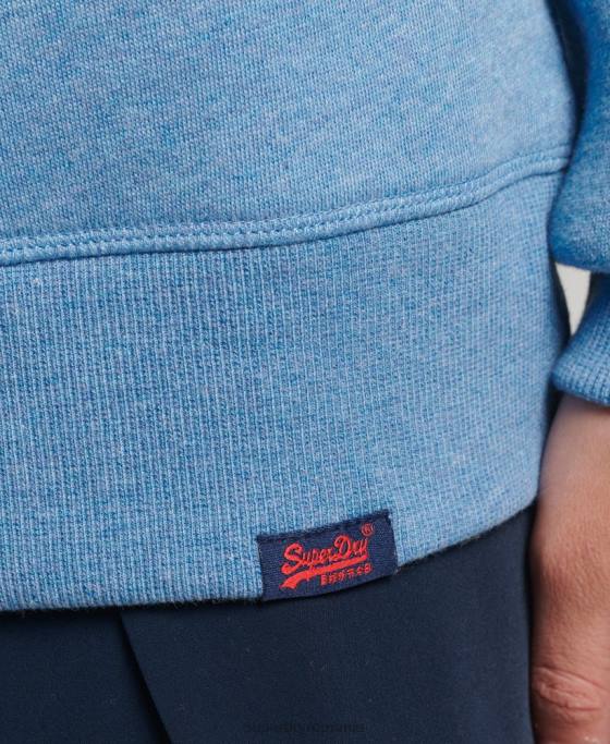Superdry hanorac pentru echipaj cu logo esențial din bumbac organic îmbrăcăminte albastru femei JX0Z5828