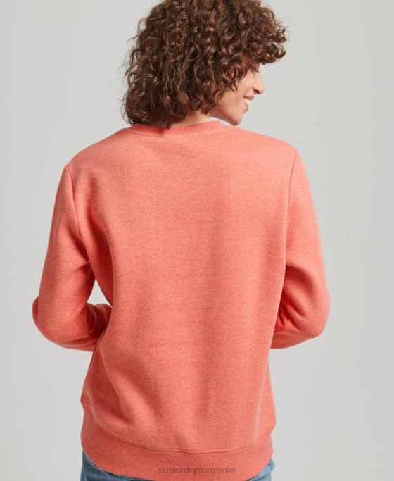 Superdry hanorac pentru echipaj cu logo esențial din bumbac organic îmbrăcăminte coral femei JX0Z5866