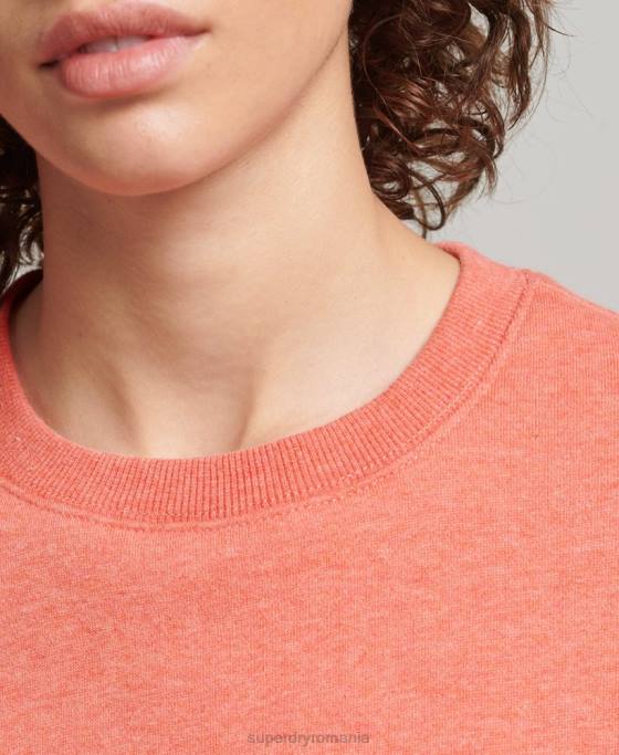 Superdry hanorac pentru echipaj cu logo esențial din bumbac organic îmbrăcăminte coral femei JX0Z5866