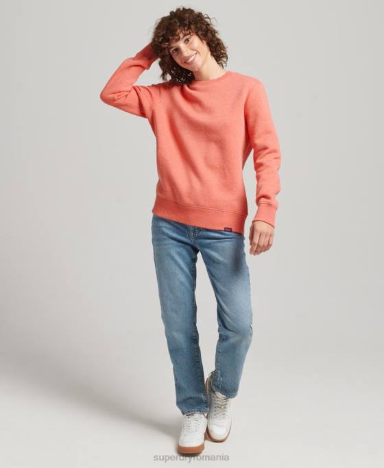 Superdry hanorac pentru echipaj cu logo esențial din bumbac organic îmbrăcăminte coral femei JX0Z5866