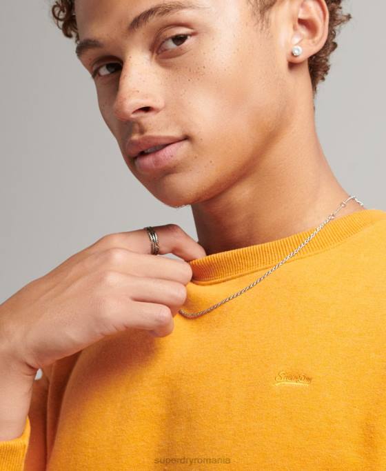 Superdry hanorac pentru echipaj cu logo esențial din bumbac organic îmbrăcăminte galben bărbați JX0Z705