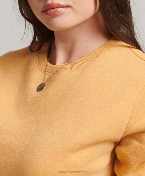 Superdry hanorac pentru echipaj cu logo esențial din bumbac organic îmbrăcăminte galben femei JX0Z5865