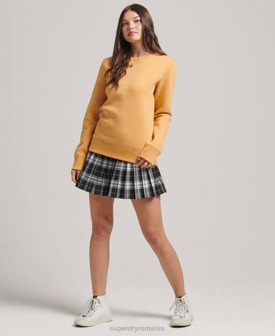 Superdry hanorac pentru echipaj cu logo esențial din bumbac organic îmbrăcăminte galben femei JX0Z5865