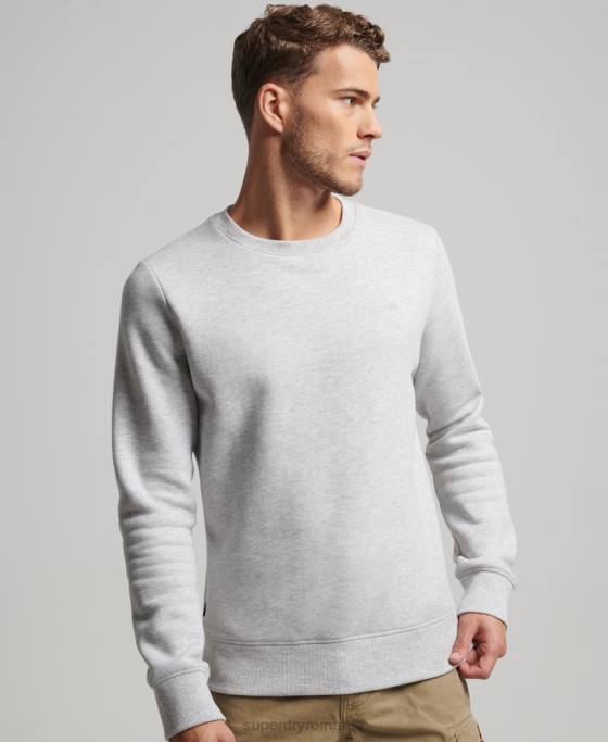 Superdry hanorac pentru echipaj cu logo esențial din bumbac organic îmbrăcăminte gri deschis bărbați JX0Z770