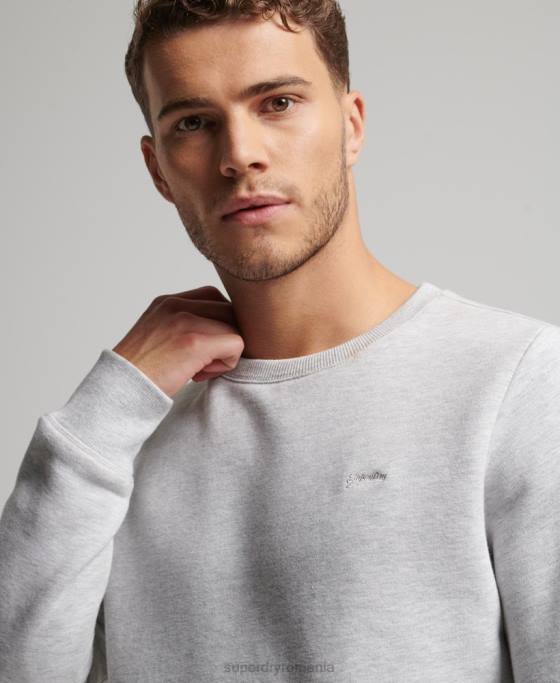 Superdry hanorac pentru echipaj cu logo esențial din bumbac organic îmbrăcăminte gri deschis bărbați JX0Z770
