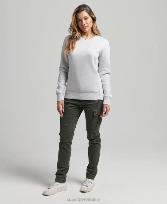 Superdry hanorac pentru echipaj cu logo esențial din bumbac organic îmbrăcăminte gri deschis femei JX0Z3402