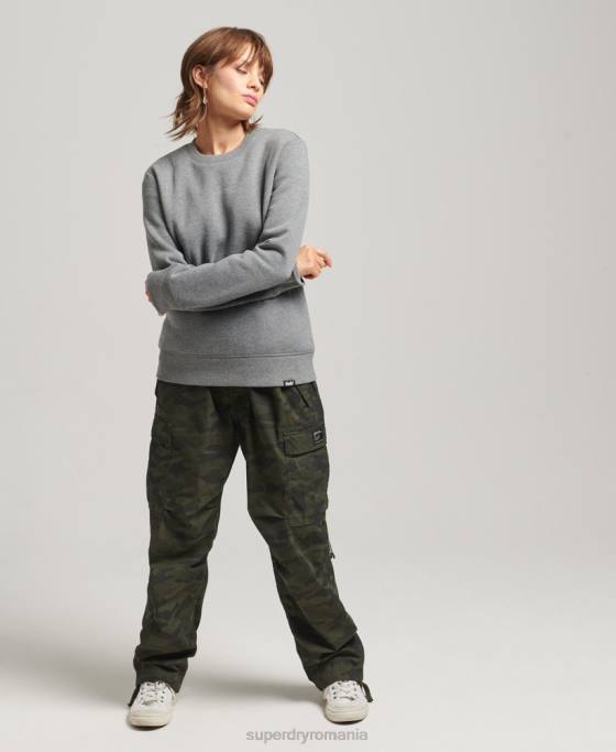 Superdry hanorac pentru echipaj cu logo esențial din bumbac organic îmbrăcăminte gri femei JX0Z6113