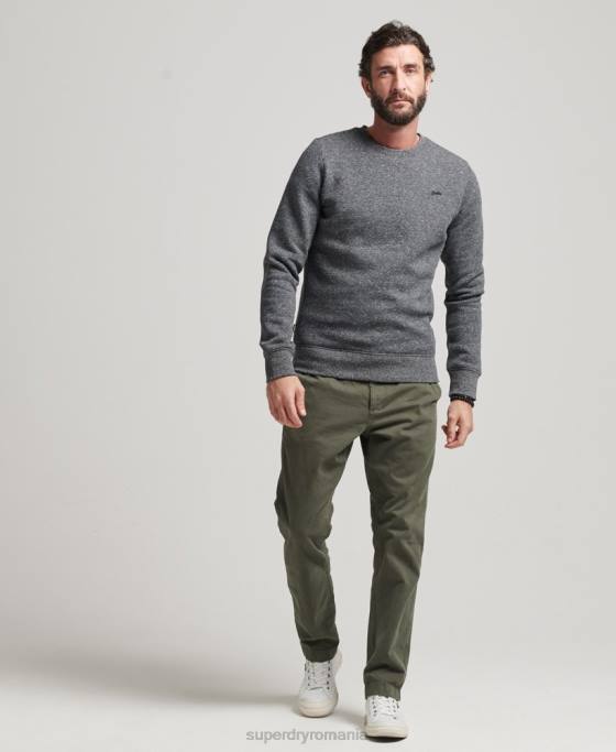 Superdry hanorac pentru echipaj cu logo esențial din bumbac organic îmbrăcăminte gri inchis bărbați JX0Z5226