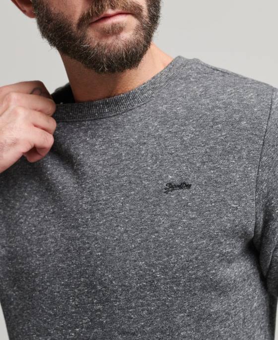 Superdry hanorac pentru echipaj cu logo esențial din bumbac organic îmbrăcăminte gri inchis bărbați JX0Z5226