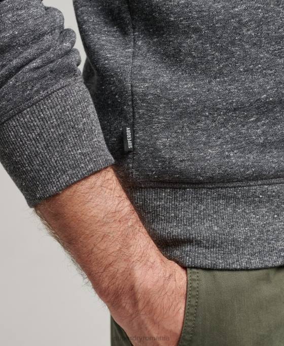 Superdry hanorac pentru echipaj cu logo esențial din bumbac organic îmbrăcăminte gri inchis bărbați JX0Z5226