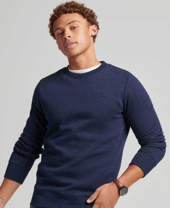 Superdry hanorac pentru echipaj cu logo esențial din bumbac organic îmbrăcăminte marina bărbați JX0Z5020