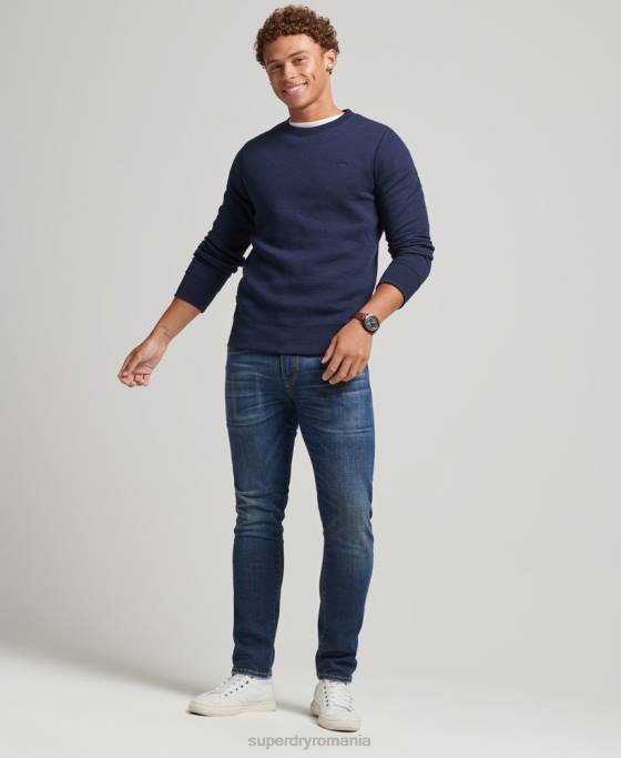 Superdry hanorac pentru echipaj cu logo esențial din bumbac organic îmbrăcăminte marina bărbați JX0Z5020